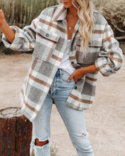 Load image into Gallery viewer, Women&#39;s Plaid Button Flannel Shirt Jacket
