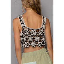 Load image into Gallery viewer, Hand made crochet embroidery woven crop sleeveless top: OS / BLACK MULTI
