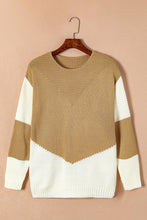 Load image into Gallery viewer, Color Block Round Neck Long Sleeve Sweater
