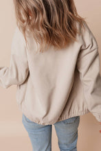 Load image into Gallery viewer, Beige Baseball Collar Snap Button Pocketed Bomber Jacket
