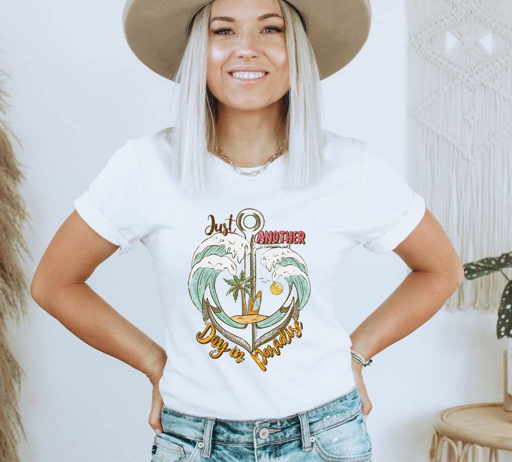 Just Another Day In The Paradise T-shirt | Graphic Tee: Heather Peach / Medium