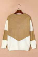 Load image into Gallery viewer, Color Block Round Neck Long Sleeve Sweater
