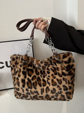 Load image into Gallery viewer, Faux Fur Leopard Shoulder Bag
