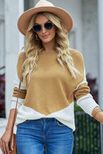 Load image into Gallery viewer, Color Block Round Neck Long Sleeve Sweater
