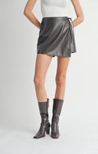 Load image into Gallery viewer, Main Course Pu Wrap Skort: DARK BROWN
