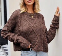 Load image into Gallery viewer, Twisted Button-Knit Loose Crewneck Pullover Sweater
