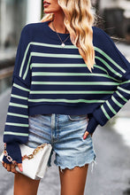 Load image into Gallery viewer, Striped Knit Block color Loose Pullover Sweater
