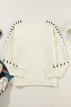 Load image into Gallery viewer, Contrast Stitch Detail Ribbed Trim Sweater
