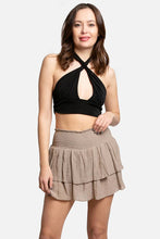 Load image into Gallery viewer, Solid Ruffle Tiered Mini Skort: Green / SM
