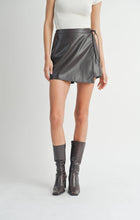 Load image into Gallery viewer, Main Course Pu Wrap Skort: DARK BROWN
