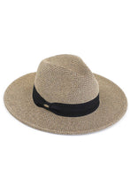 Load image into Gallery viewer, Adjustable String Straw Hat: Dark Natural/Coral
