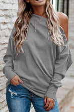 Load image into Gallery viewer, Single Shoulder Long Sleeve Sweatshirt with Zip
