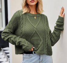 Load image into Gallery viewer, Twisted Button-Knit Loose Crewneck Pullover Sweater
