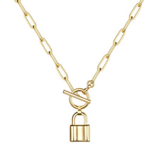 Load image into Gallery viewer, 18K gold plated Stainless steel Lock necklace
