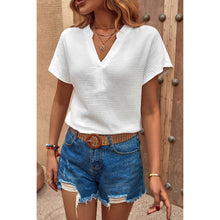 Load image into Gallery viewer, Bat Sleeve V Neck Loose Tank Ruched Solid Blouse: WHITE / M
