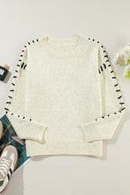 Load image into Gallery viewer, Contrast Stitch Detail Ribbed Trim Sweater
