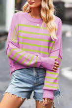 Load image into Gallery viewer, Striped Knit Block color Loose Pullover Sweater
