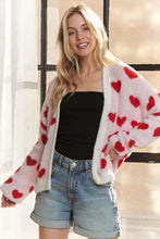 Load image into Gallery viewer, ADORA Fuzzy Heart Button Down Cardigan
