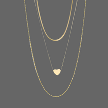 Load image into Gallery viewer, 18K Gold Heart Layered Necklace Set
