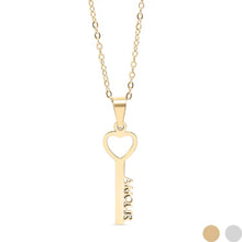 Load image into Gallery viewer, 18K Gold Stainless Steel Amour Key Pendant Necklace
