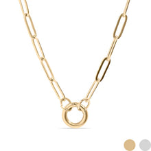 Load image into Gallery viewer, 18K Gold Stainless Steel Paperclip Charm Keeper Necklace
