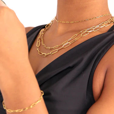 18K Gold Stainless Steel Paperclip Chain Necklace