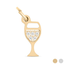 Load image into Gallery viewer, 18K Gold Stainless Steel CZ Wine Glass Charm
