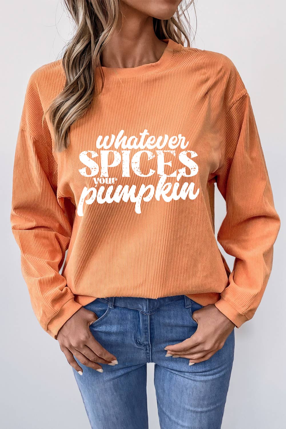 Halloween Pumpkin Graphic Corduroy Sweatshirt