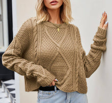 Load image into Gallery viewer, Twisted Button-Knit Loose Crewneck Pullover Sweater
