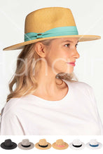 Load image into Gallery viewer, Adjustable String Straw Hat: Dark Natural/Coral
