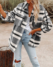 Load image into Gallery viewer, Women&#39;s Plaid Button Flannel Shirt Jacket
