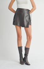 Load image into Gallery viewer, Main Course Pu Wrap Skort: DARK BROWN
