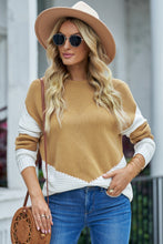 Load image into Gallery viewer, Color Block Round Neck Long Sleeve Sweater
