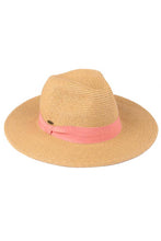 Load image into Gallery viewer, Adjustable String Straw Hat: Dark Natural/Coral
