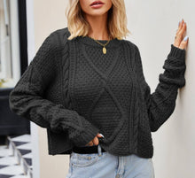 Load image into Gallery viewer, Twisted Button-Knit Loose Crewneck Pullover Sweater
