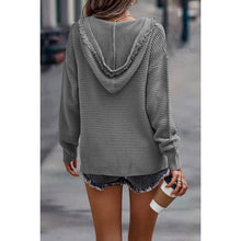 Load image into Gallery viewer, Causal V Neck Loose Fit Hoodie Top: BLACK / M
