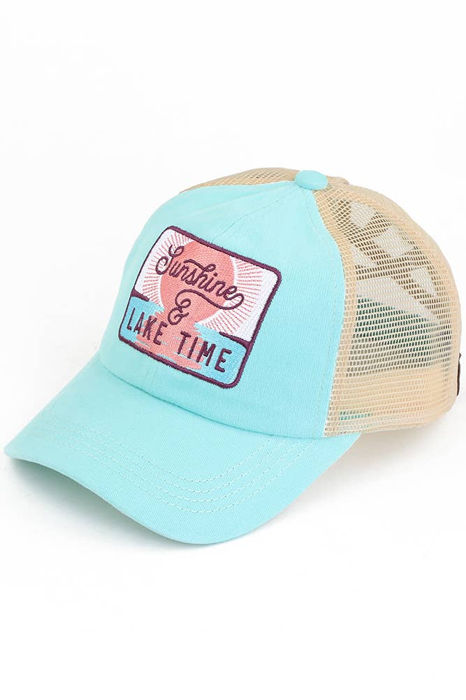 C.C SUNSHINE & LAKE TIME Patch Pony Cap: Mint