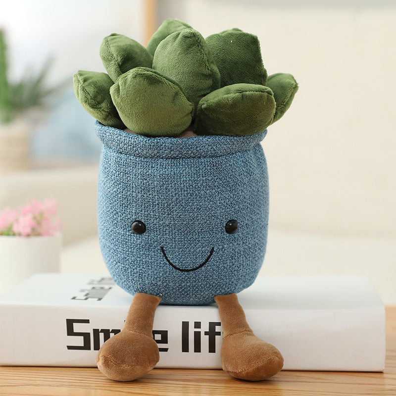 Smiling Face Succulent Shaped Plant Potted Doll